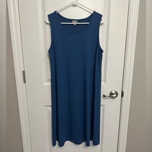 NWT J Jill Stretch Sleeveless Shift Blue Tank Knit Dress Size Large